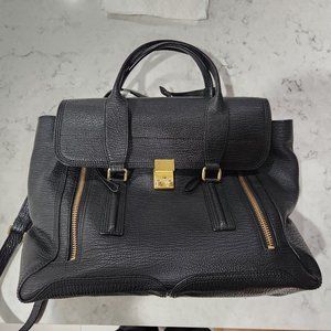 3.1 Phillip Lim 3.1 Textured Calfskin Large Pashli Satchel Black